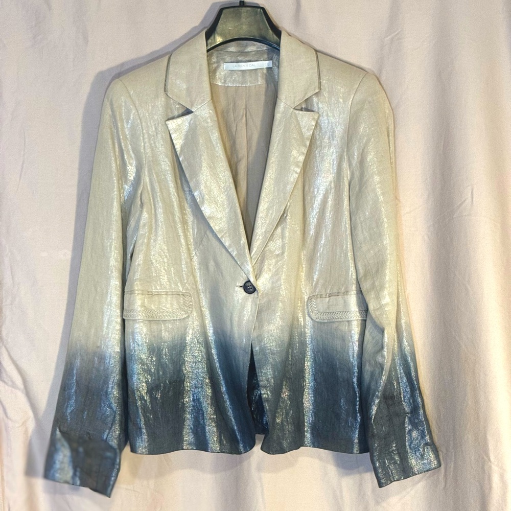 Lauren Vidal Large Gray Ombre Linen Blazer